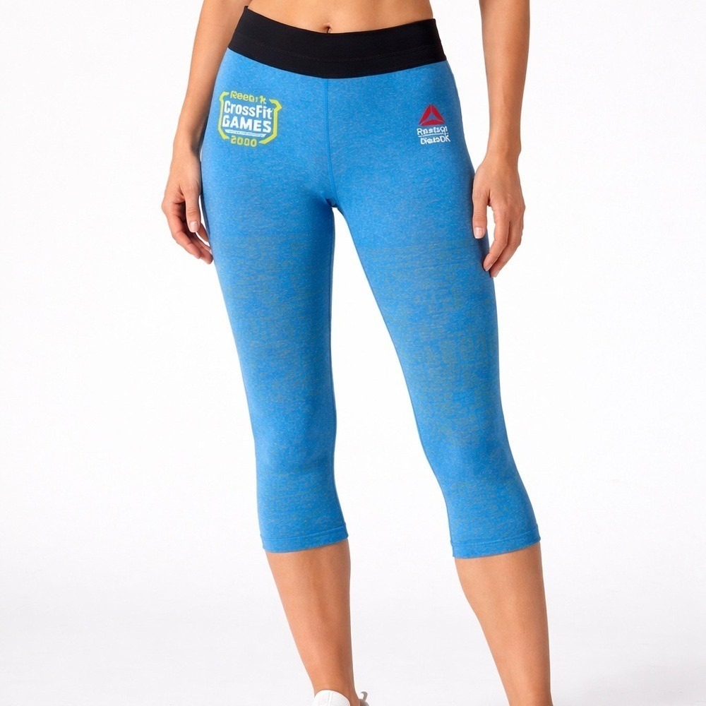 Reebok CrossFit Games 2020 Blue Capri‎ Leggings Womens Large Athletic Training